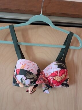 Floral Bikini Top And Bottom - Pink & Green